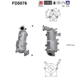 Tahma-/partikelfilter, väljalaskesüst. AS FD5076