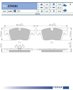 Piduriklotsi komplekt, ketaspidur FOMAR Friction FO 274181