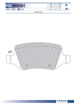 Piduriklotsi komplekt, ketaspidur FOMAR Friction FO 909281