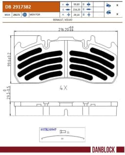 Piduriklotsi komplekt, ketaspidur DANBLOCK DB 2917382