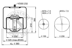Lõõts, õhkvedrustus CONTITECH AIR SPRING 4838 N P23